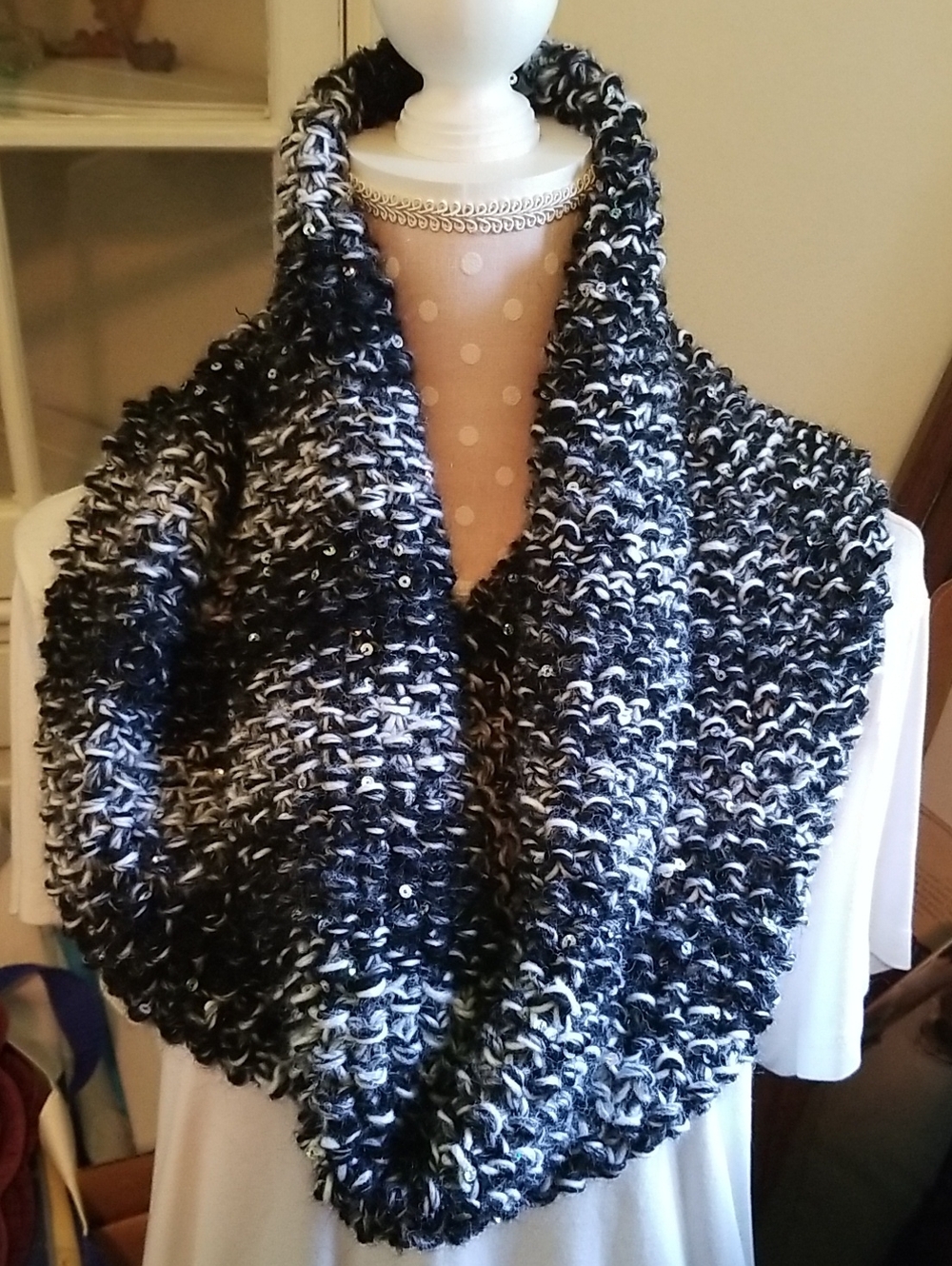 Hand knit Infinity Scarf